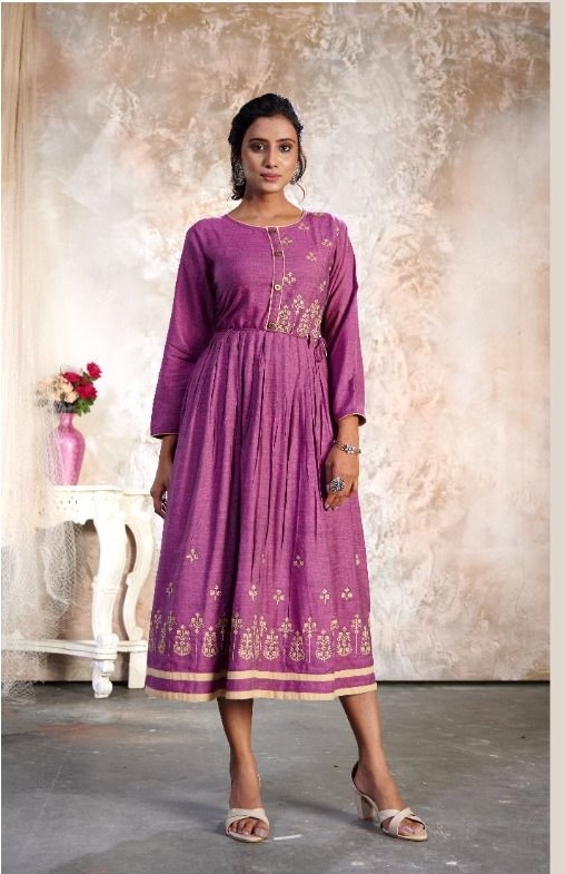 Kanasu Altis 2 Fancy Ethnic Wear Rayon Resham Silk Anarkali Long Kurti Collection